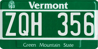 VT license plate ZQH356