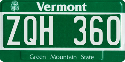 VT license plate ZQH360