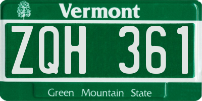 VT license plate ZQH361
