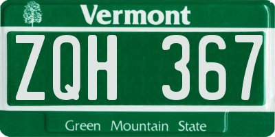 VT license plate ZQH367