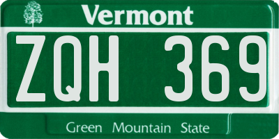 VT license plate ZQH369