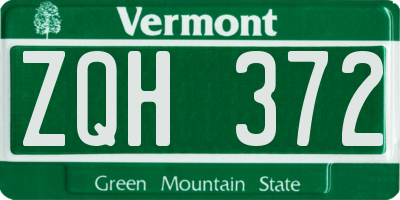 VT license plate ZQH372