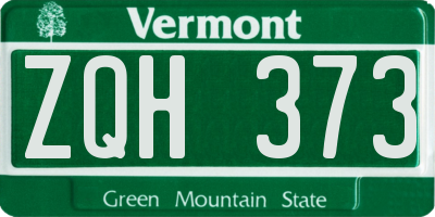 VT license plate ZQH373