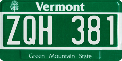 VT license plate ZQH381
