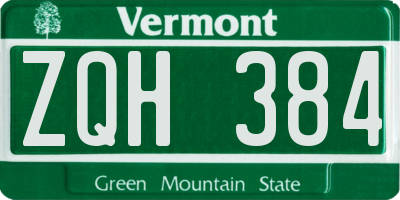 VT license plate ZQH384