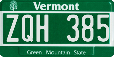 VT license plate ZQH385