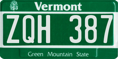 VT license plate ZQH387