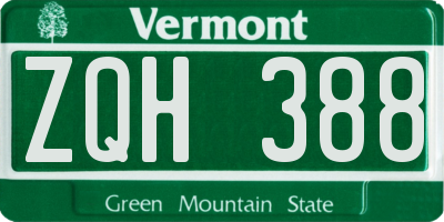 VT license plate ZQH388