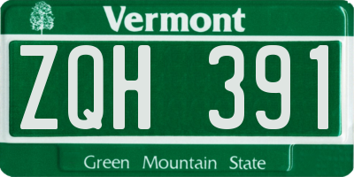 VT license plate ZQH391
