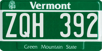 VT license plate ZQH392
