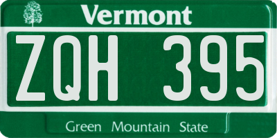 VT license plate ZQH395