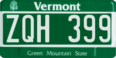 VT license plate ZQH399