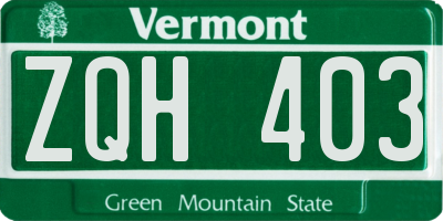 VT license plate ZQH403