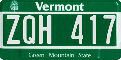 VT license plate ZQH417