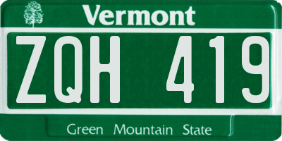 VT license plate ZQH419