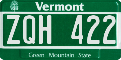 VT license plate ZQH422