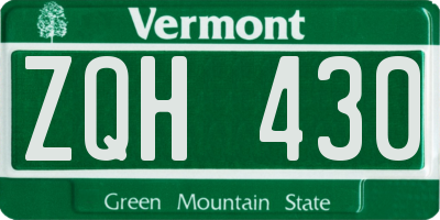 VT license plate ZQH430
