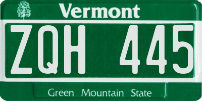 VT license plate ZQH445