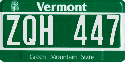 VT license plate ZQH447