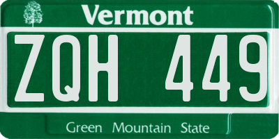VT license plate ZQH449