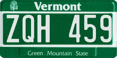 VT license plate ZQH459