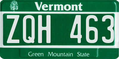 VT license plate ZQH463