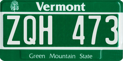 VT license plate ZQH473