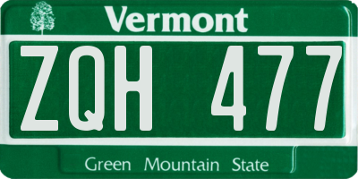 VT license plate ZQH477