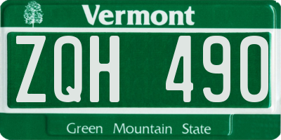 VT license plate ZQH490
