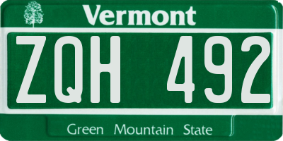 VT license plate ZQH492
