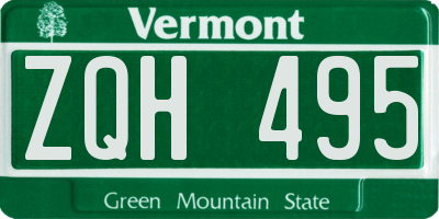 VT license plate ZQH495