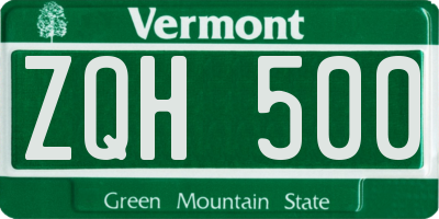 VT license plate ZQH500