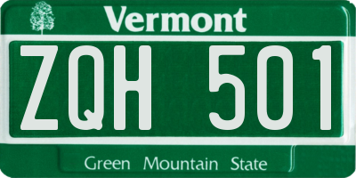 VT license plate ZQH501