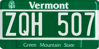VT license plate ZQH507