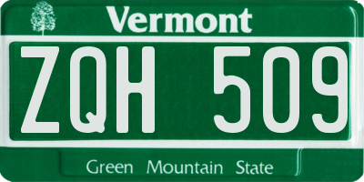 VT license plate ZQH509