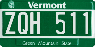 VT license plate ZQH511