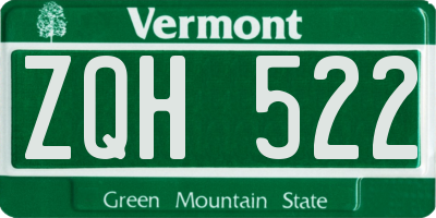 VT license plate ZQH522