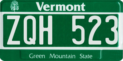 VT license plate ZQH523