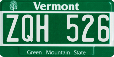 VT license plate ZQH526