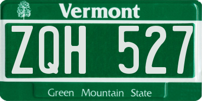 VT license plate ZQH527