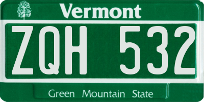 VT license plate ZQH532