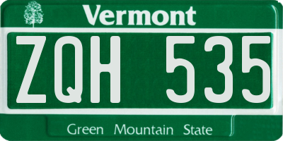 VT license plate ZQH535