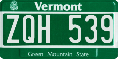 VT license plate ZQH539
