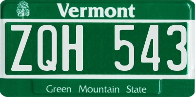VT license plate ZQH543