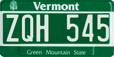 VT license plate ZQH545
