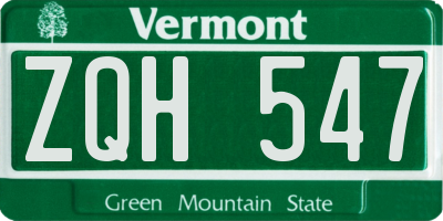 VT license plate ZQH547