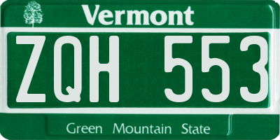 VT license plate ZQH553