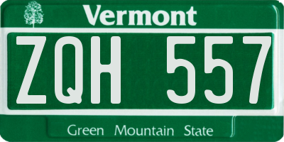VT license plate ZQH557