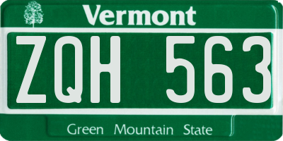 VT license plate ZQH563
