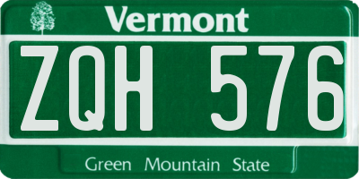 VT license plate ZQH576